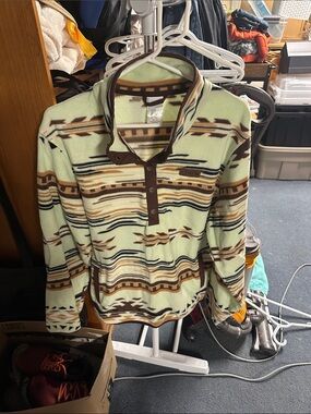 Cinch Women’s Mint Green Aztec-Print Fleece Pullover